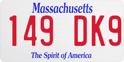 MA license plate 149DK9