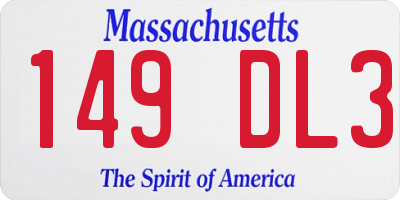 MA license plate 149DL3