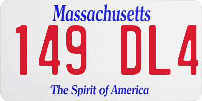 MA license plate 149DL4