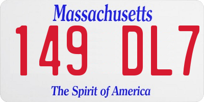 MA license plate 149DL7