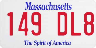 MA license plate 149DL8