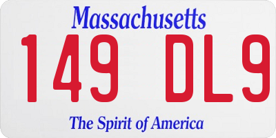 MA license plate 149DL9