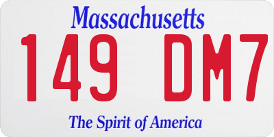 MA license plate 149DM7