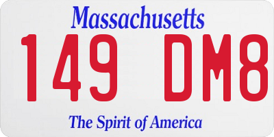MA license plate 149DM8