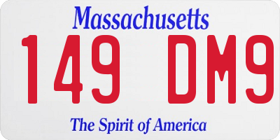 MA license plate 149DM9