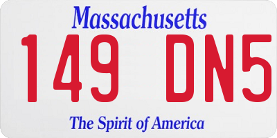 MA license plate 149DN5