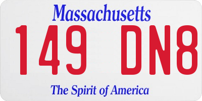 MA license plate 149DN8
