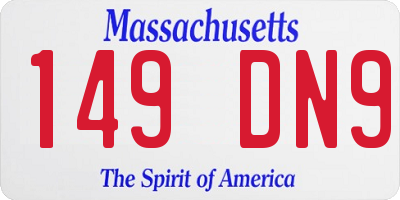 MA license plate 149DN9