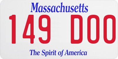 MA license plate 149DO0