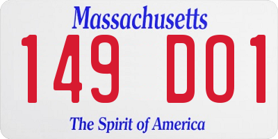 MA license plate 149DO1