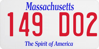 MA license plate 149DO2