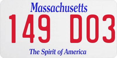 MA license plate 149DO3