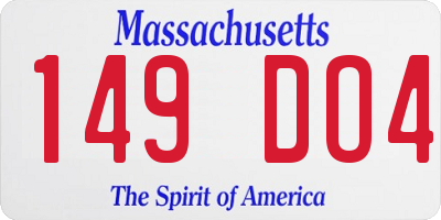 MA license plate 149DO4
