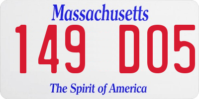 MA license plate 149DO5