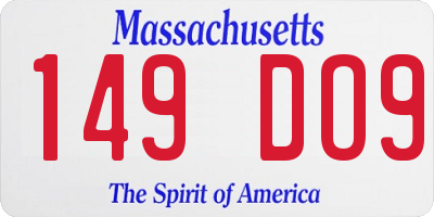 MA license plate 149DO9