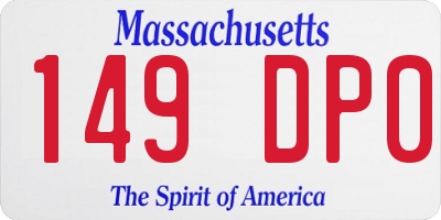 MA license plate 149DP0