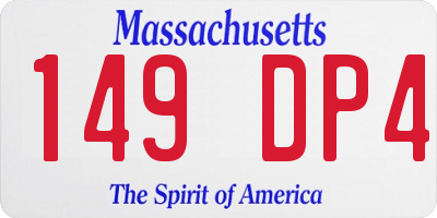 MA license plate 149DP4