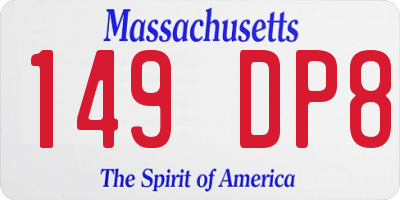 MA license plate 149DP8