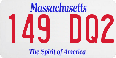 MA license plate 149DQ2