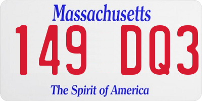 MA license plate 149DQ3