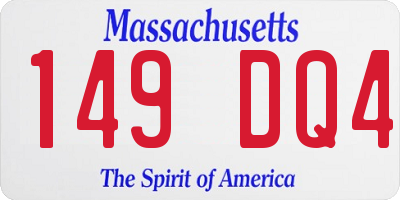 MA license plate 149DQ4