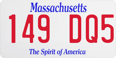 MA license plate 149DQ5