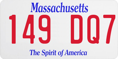 MA license plate 149DQ7