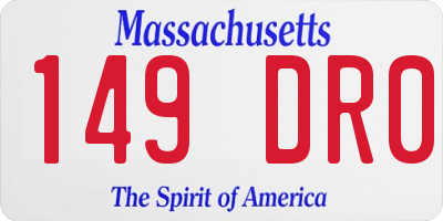 MA license plate 149DR0