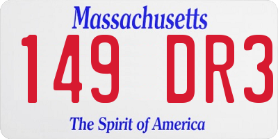MA license plate 149DR3