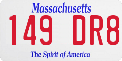 MA license plate 149DR8