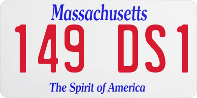MA license plate 149DS1