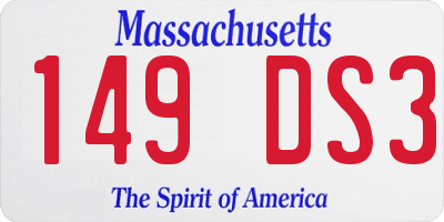 MA license plate 149DS3