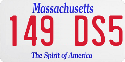 MA license plate 149DS5