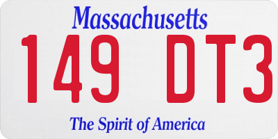MA license plate 149DT3