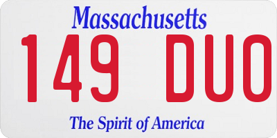 MA license plate 149DU0
