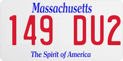 MA license plate 149DU2