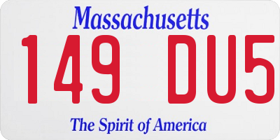 MA license plate 149DU5