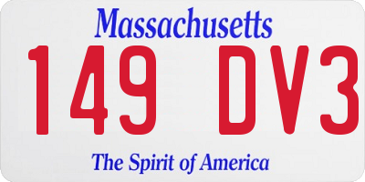 MA license plate 149DV3