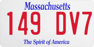 MA license plate 149DV7