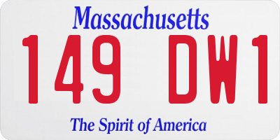 MA license plate 149DW1