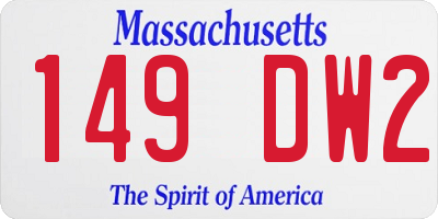 MA license plate 149DW2