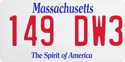 MA license plate 149DW3