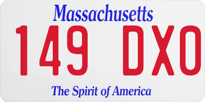 MA license plate 149DX0