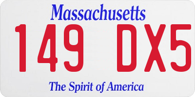 MA license plate 149DX5