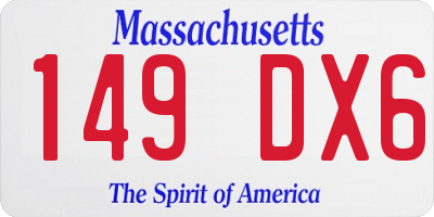 MA license plate 149DX6