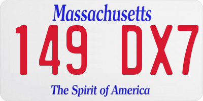 MA license plate 149DX7