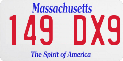 MA license plate 149DX9