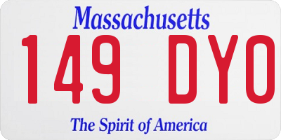 MA license plate 149DY0