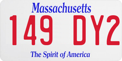 MA license plate 149DY2