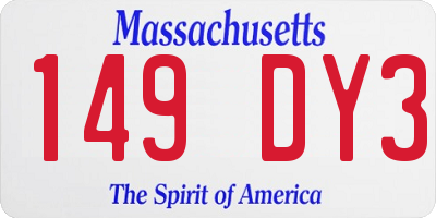 MA license plate 149DY3